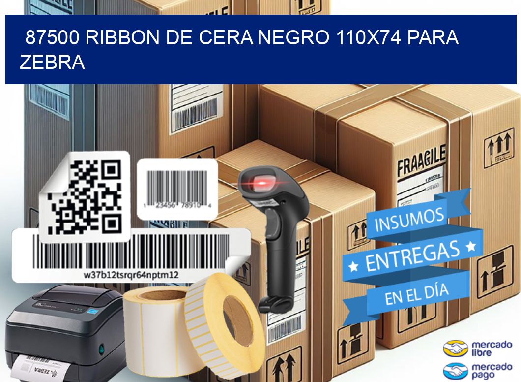 87500 RIBBON DE CERA NEGRO 110X74 PARA ZEBRA