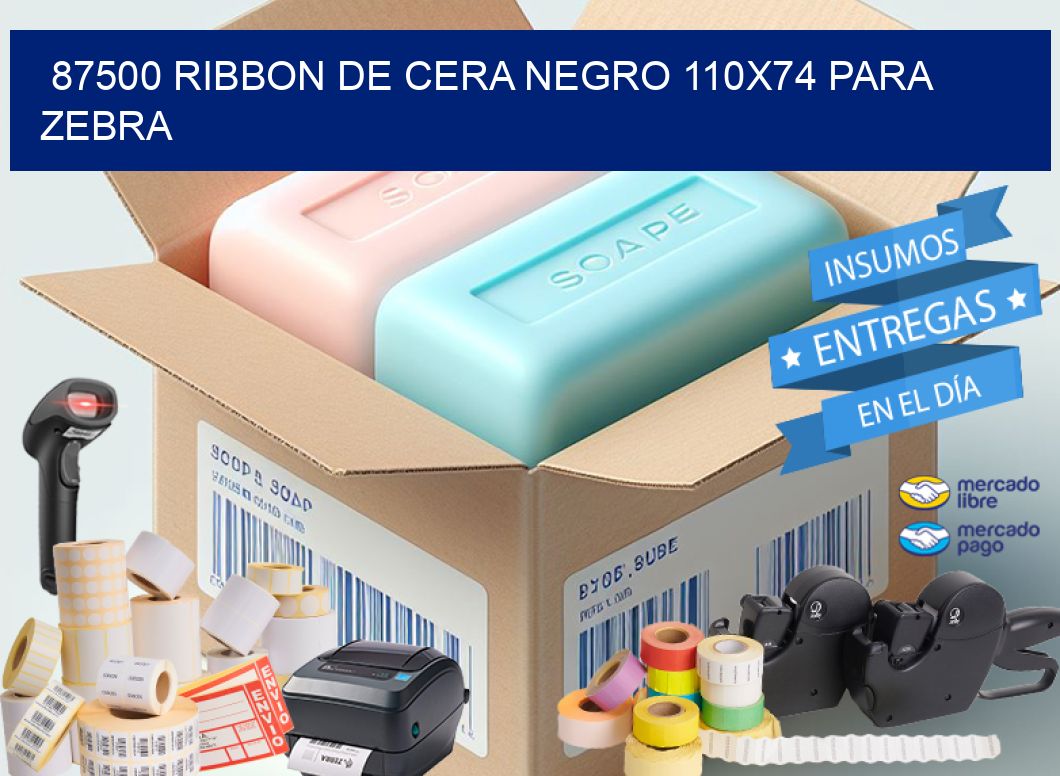 87500 RIBBON DE CERA NEGRO 110X74 PARA ZEBRA