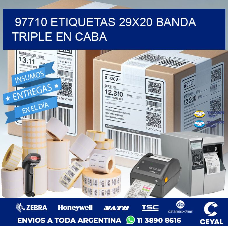 97710 ETIQUETAS 29X20 BANDA TRIPLE EN CABA