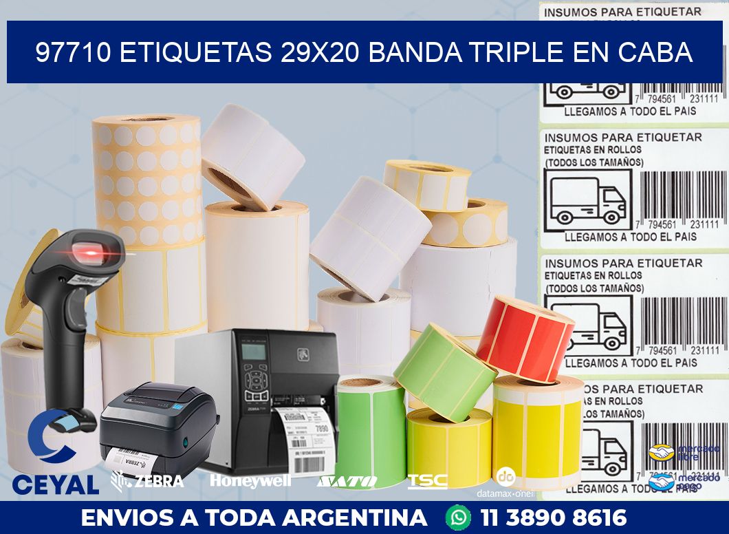 97710 ETIQUETAS 29X20 BANDA TRIPLE EN CABA