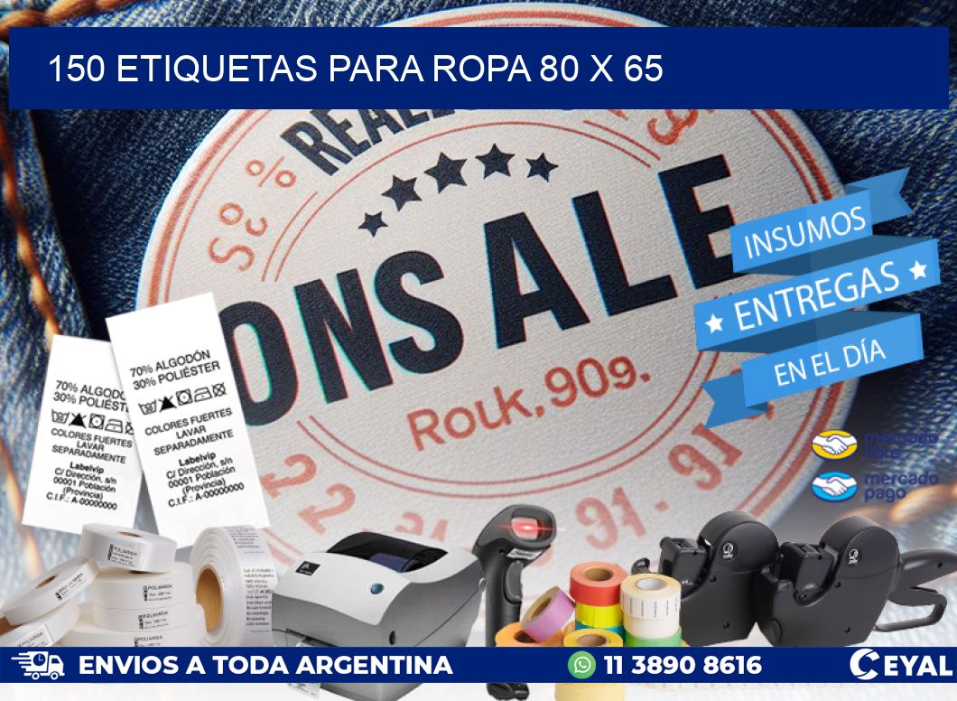 150 ETIQUETAS PARA ROPA 80 x 65