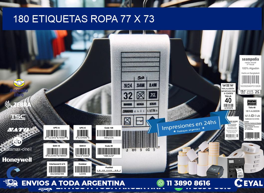 180 ETIQUETAS ROPA 77 x 73