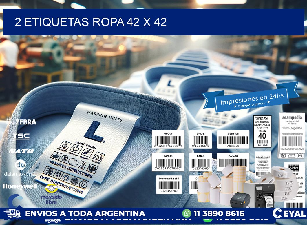 2 ETIQUETAS ROPA 42 x 42