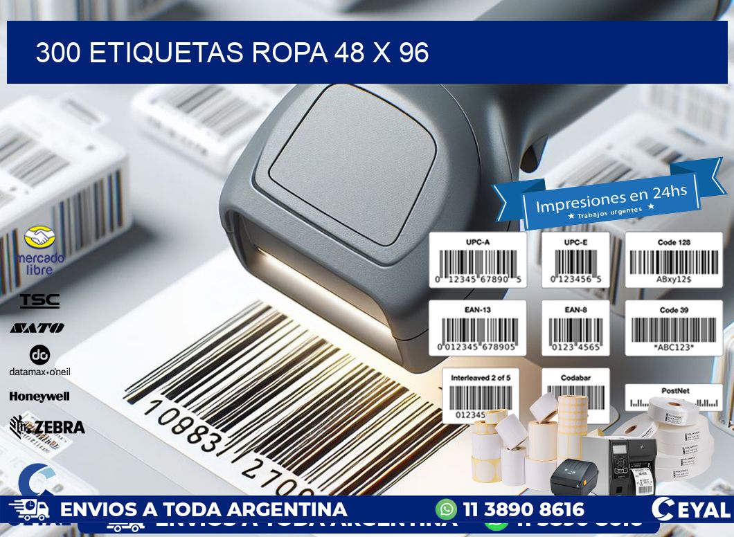 300 ETIQUETAS ROPA 48 x 96