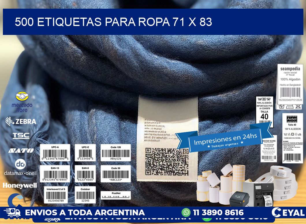 500 ETIQUETAS PARA ROPA 71 x 83