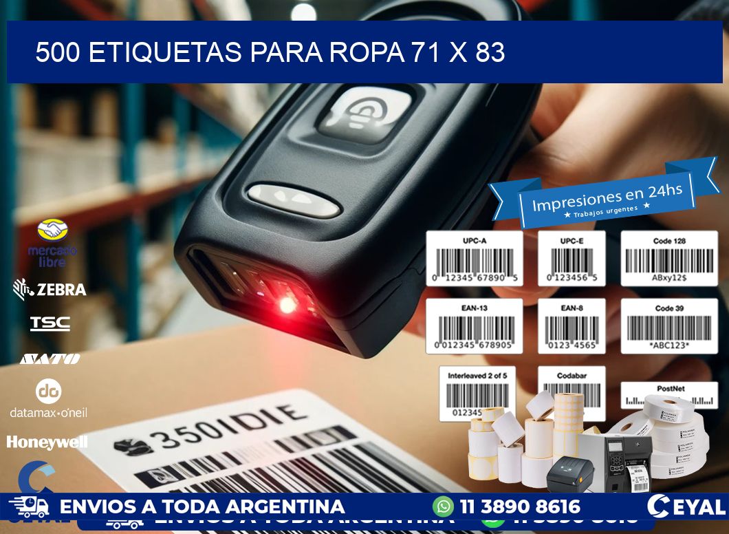 500 ETIQUETAS PARA ROPA 71 x 83