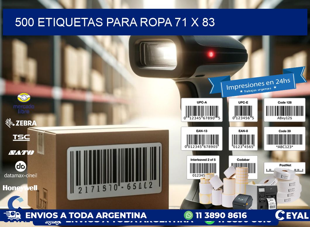 500 ETIQUETAS PARA ROPA 71 x 83