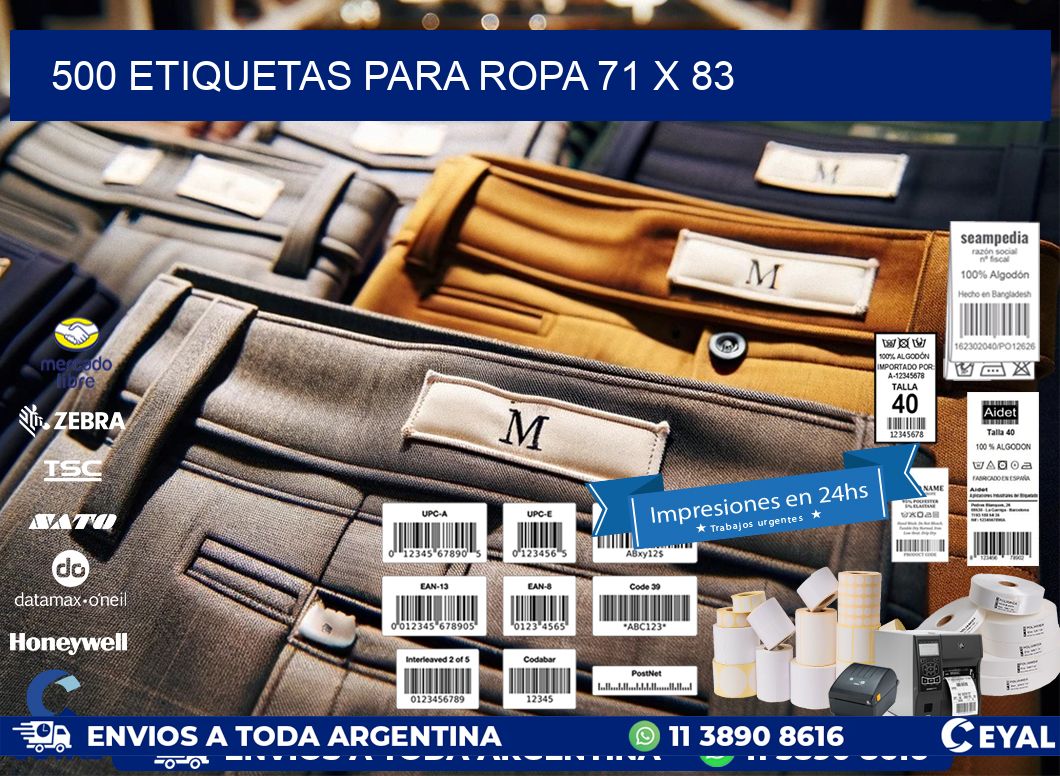 500 ETIQUETAS PARA ROPA 71 x 83