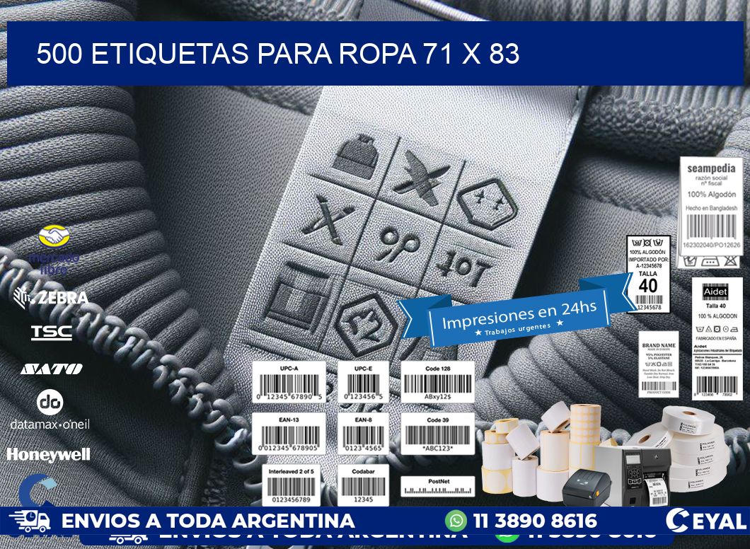 500 ETIQUETAS PARA ROPA 71 x 83