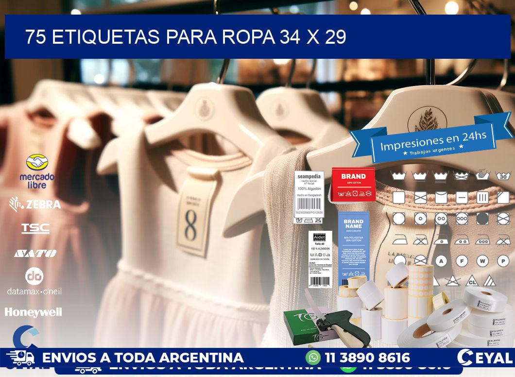 75 ETIQUETAS PARA ROPA 34 x 29