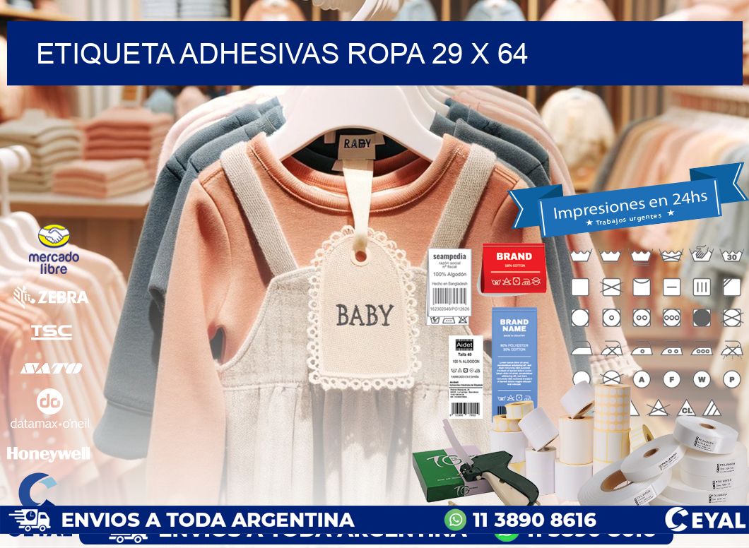 ETIQUETA ADHESIVAS ROPA 29 x 64