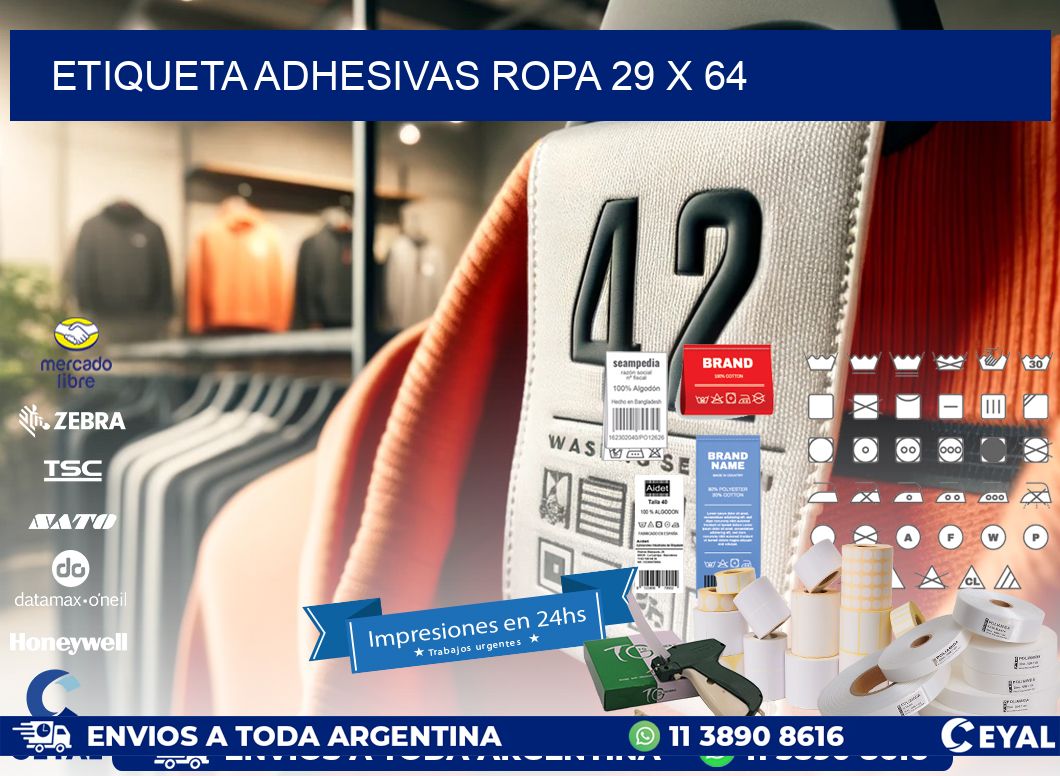 ETIQUETA ADHESIVAS ROPA 29 x 64