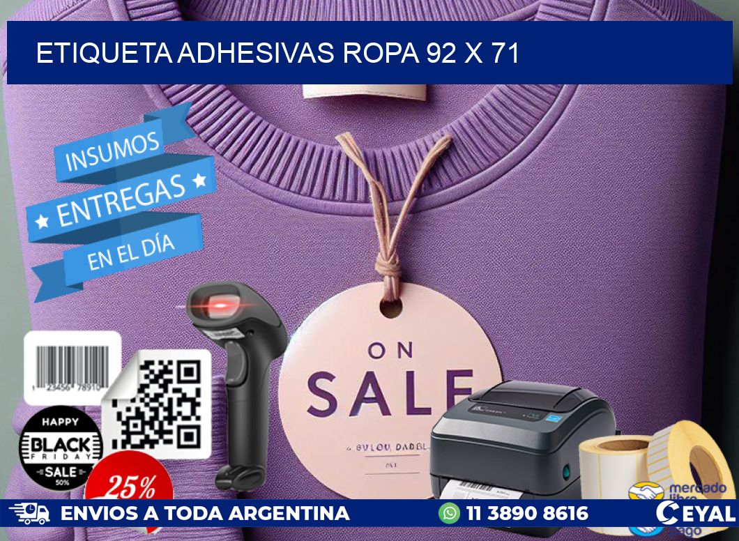 ETIQUETA ADHESIVAS ROPA 92 x 71