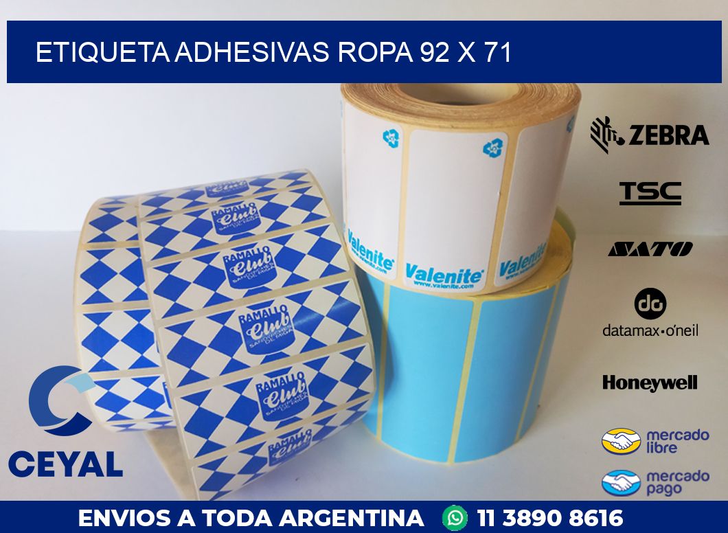 ETIQUETA ADHESIVAS ROPA 92 x 71