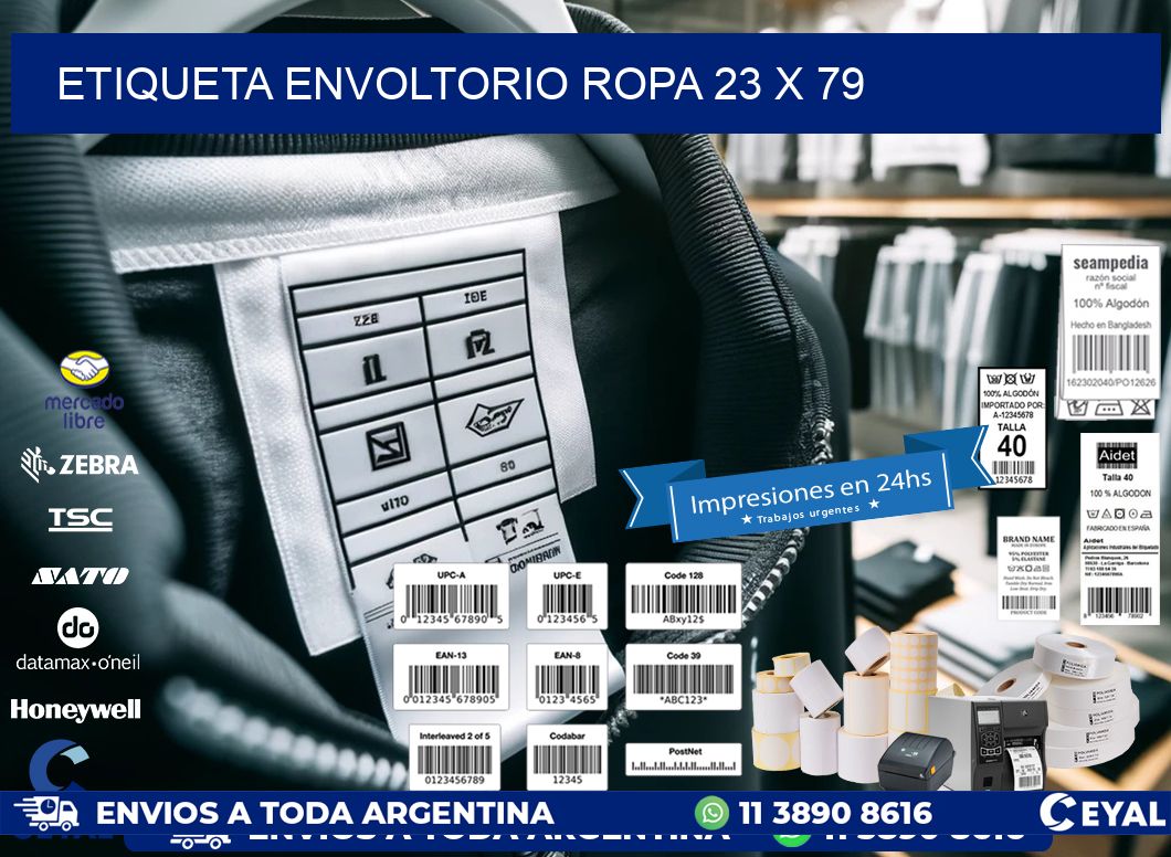 ETIQUETA ENVOLTORIO ROPA 23 x 79