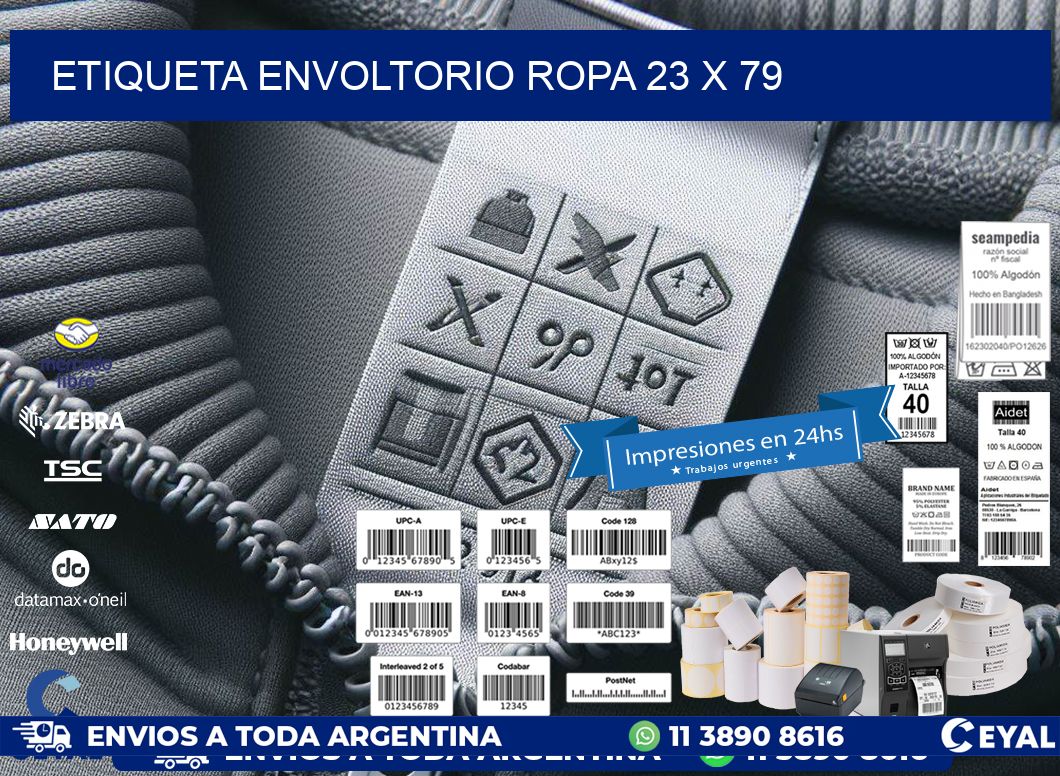 ETIQUETA ENVOLTORIO ROPA 23 x 79