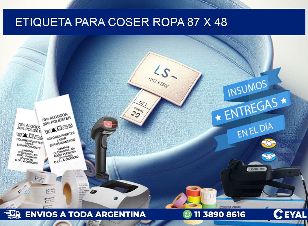 ETIQUETA PARA COSER ROPA 87 x 48