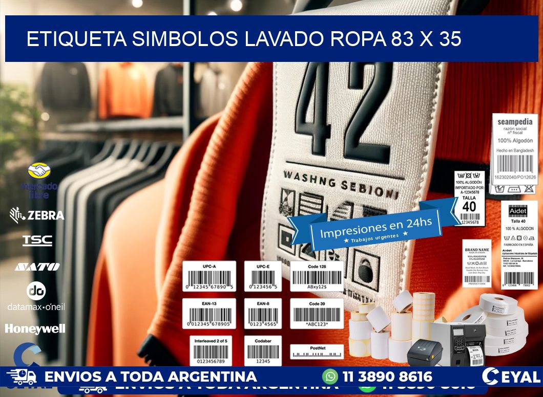 ETIQUETA SIMBOLOS LAVADO ROPA 83 x 35