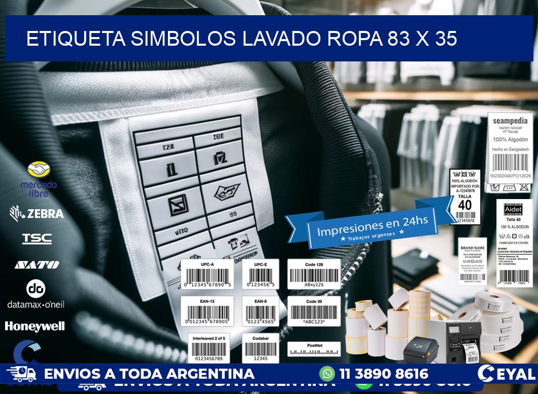 ETIQUETA SIMBOLOS LAVADO ROPA 83 x 35