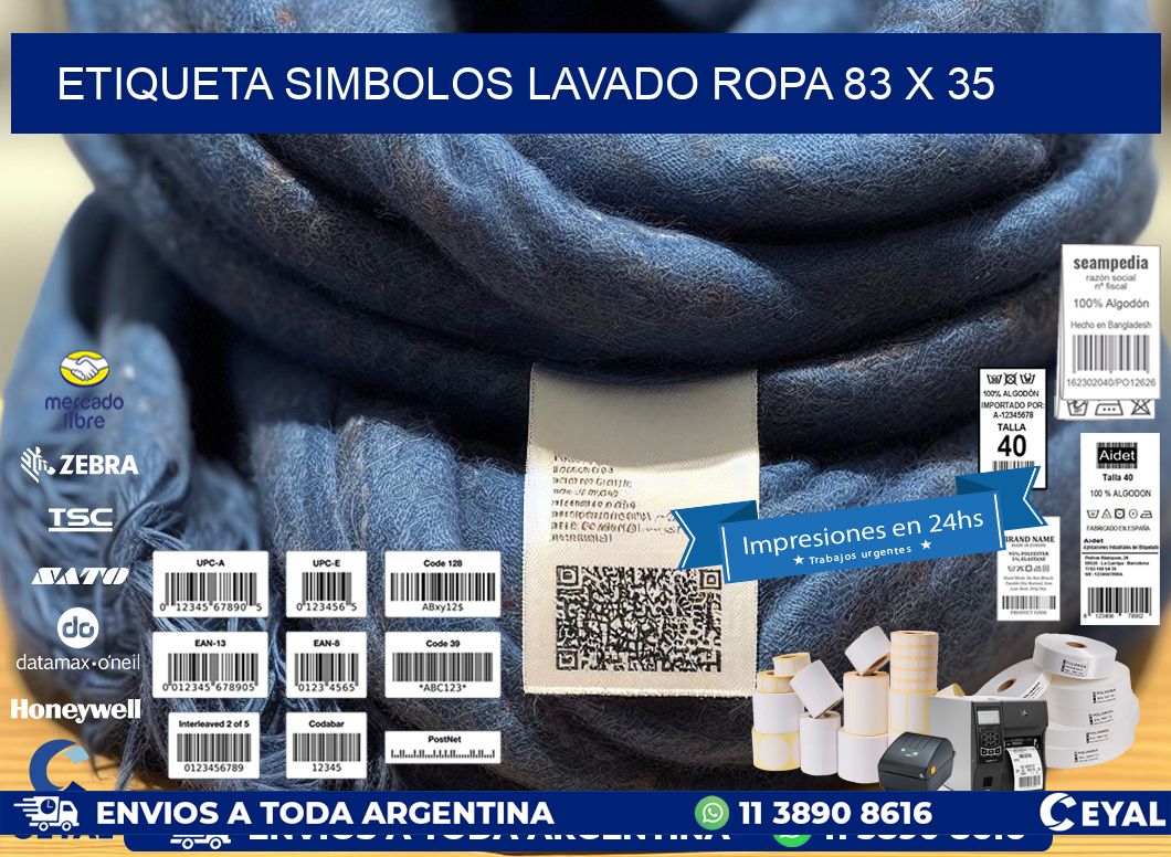 ETIQUETA SIMBOLOS LAVADO ROPA 83 x 35