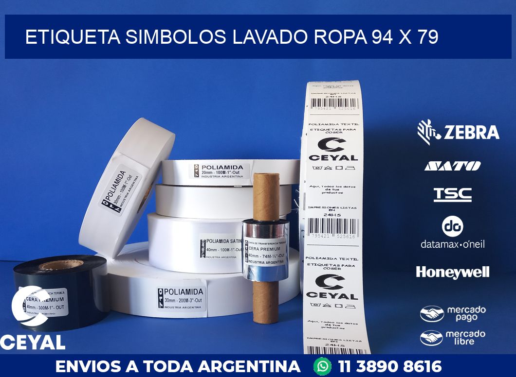 ETIQUETA SIMBOLOS LAVADO ROPA 94 x 79
