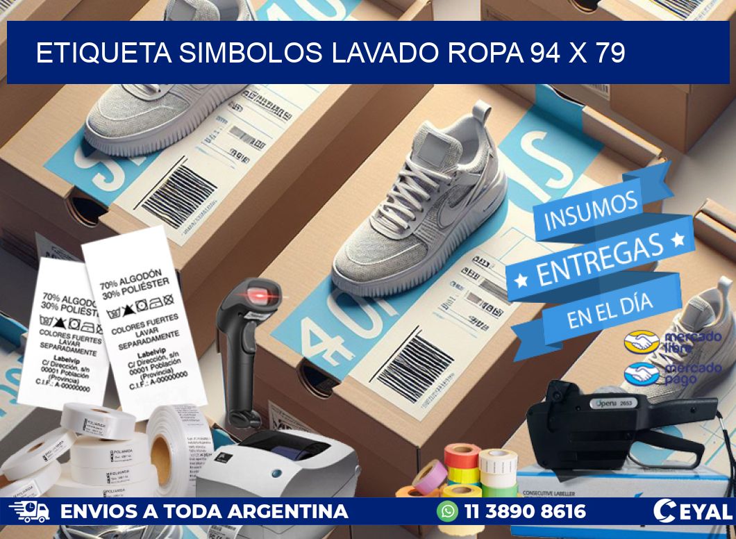 ETIQUETA SIMBOLOS LAVADO ROPA 94 x 79