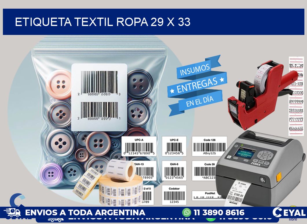 ETIQUETA TEXTIL ROPA 29 x 33