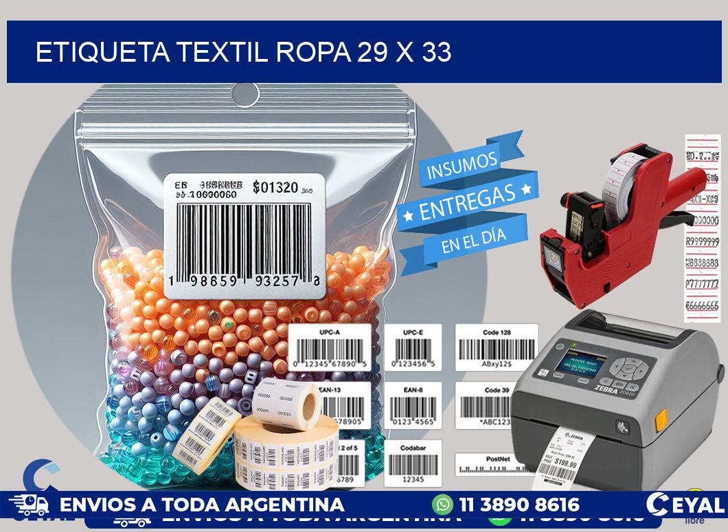 ETIQUETA TEXTIL ROPA 29 x 33