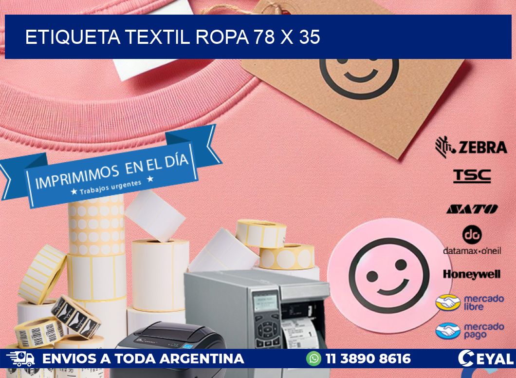ETIQUETA TEXTIL ROPA 78 x 35