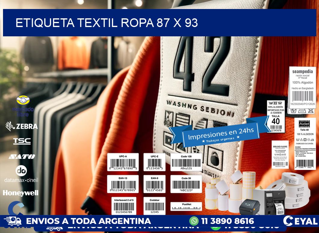 ETIQUETA TEXTIL ROPA 87 x 93