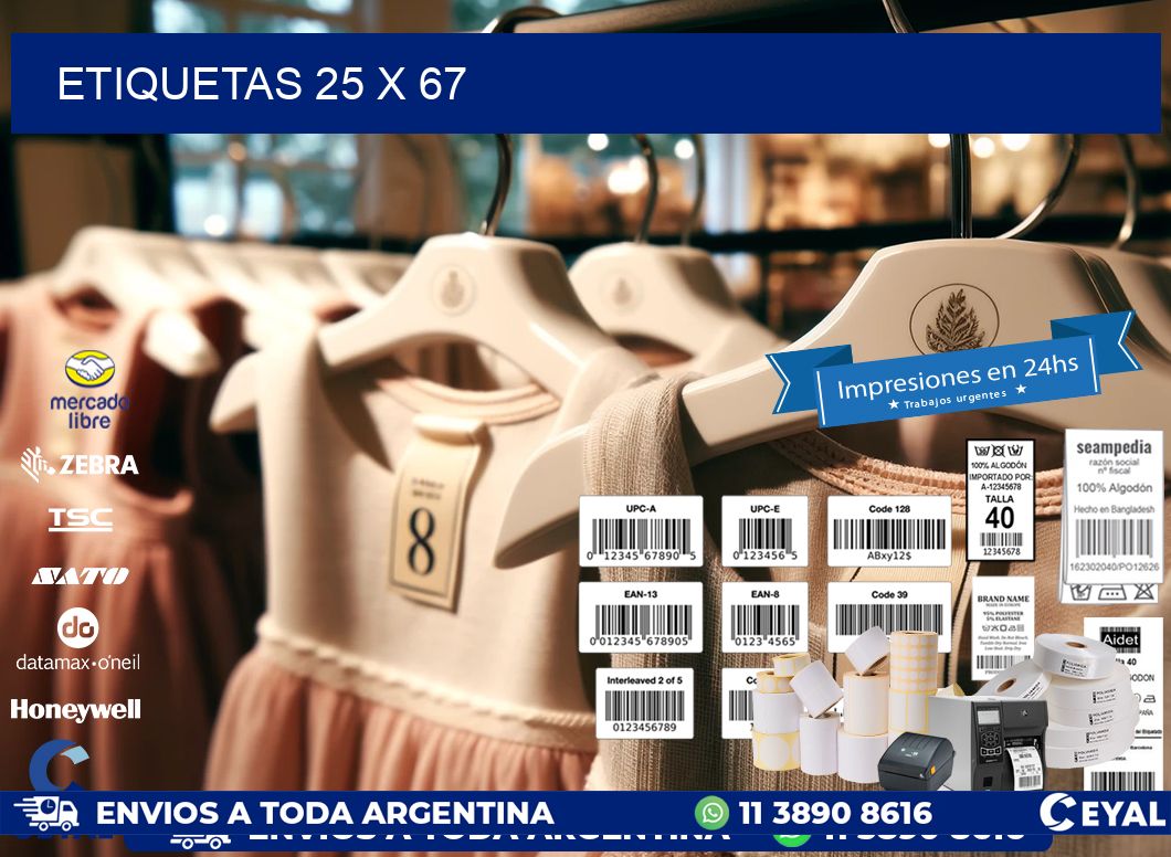 ETIQUETAS 25 x 67