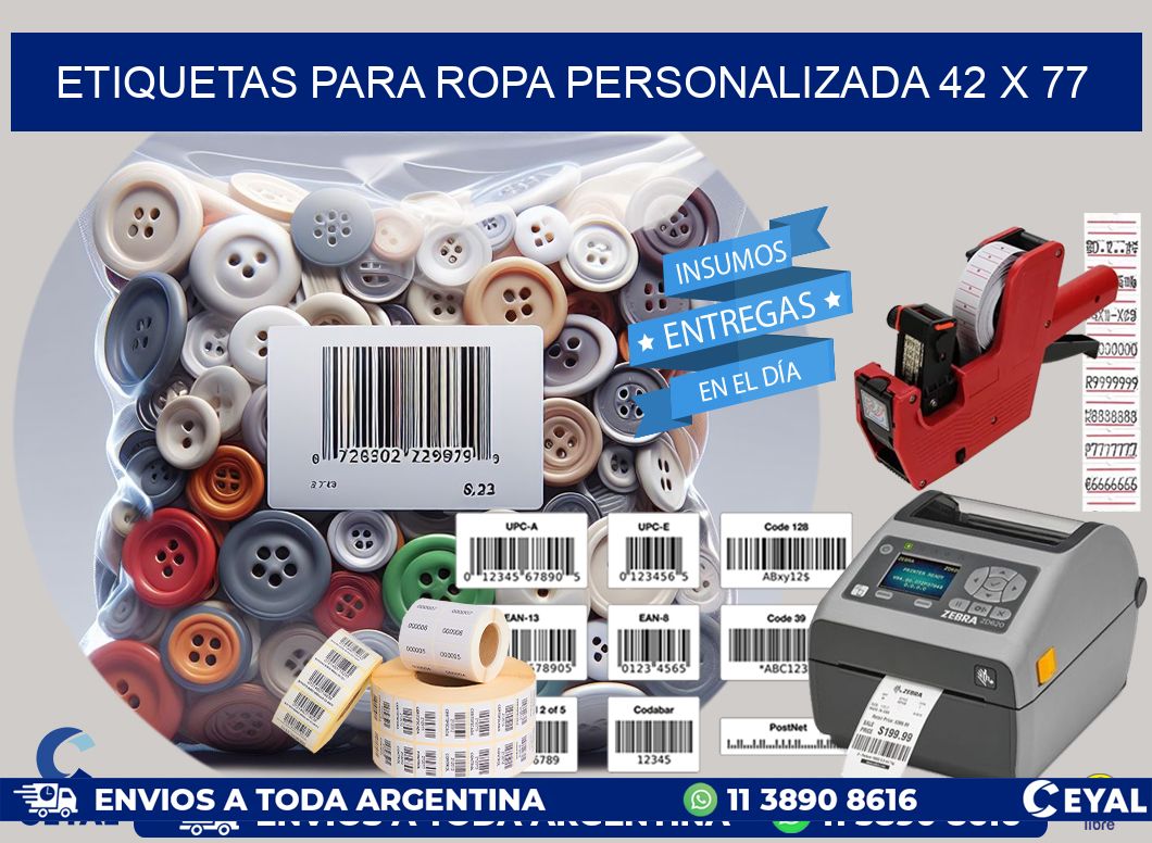 ETIQUETAS PARA ROPA PERSONALIZADA 42 x 77