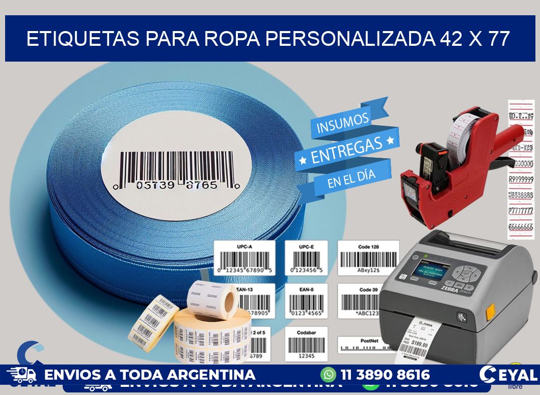 ETIQUETAS PARA ROPA PERSONALIZADA 42 x 77