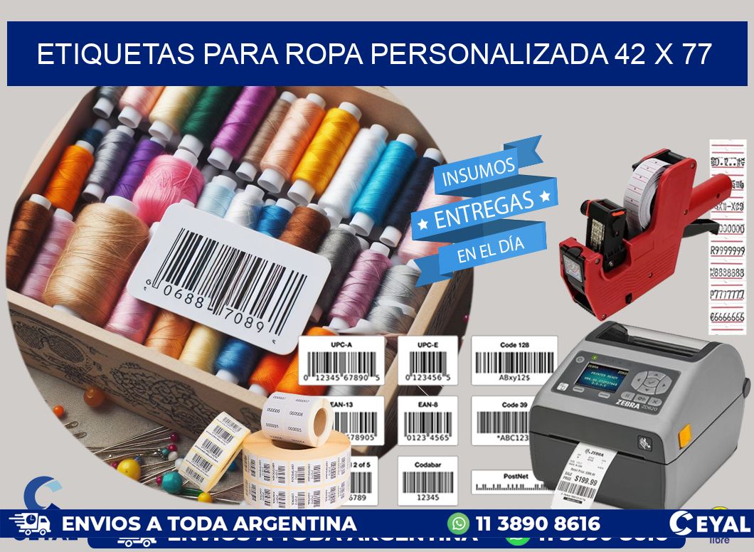 ETIQUETAS PARA ROPA PERSONALIZADA 42 x 77