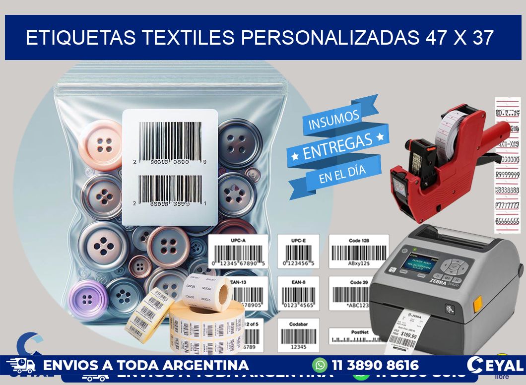 ETIQUETAS TEXTILES PERSONALIZADAS 47 x 37