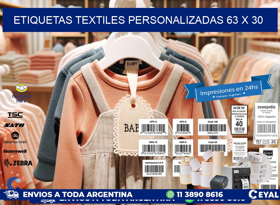 ETIQUETAS TEXTILES PERSONALIZADAS 63 x 30