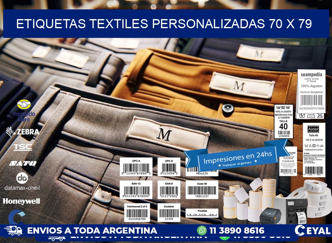 ETIQUETAS TEXTILES PERSONALIZADAS 70 x 79