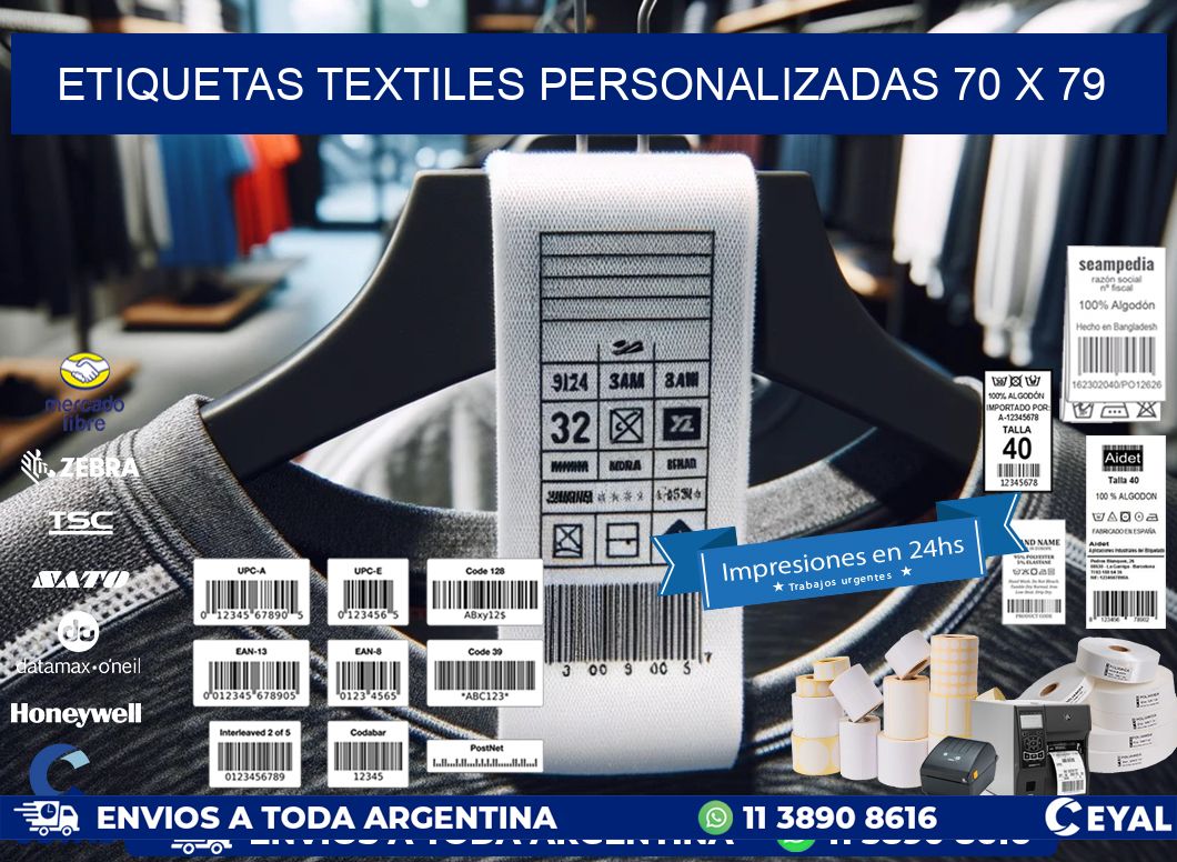 ETIQUETAS TEXTILES PERSONALIZADAS 70 x 79