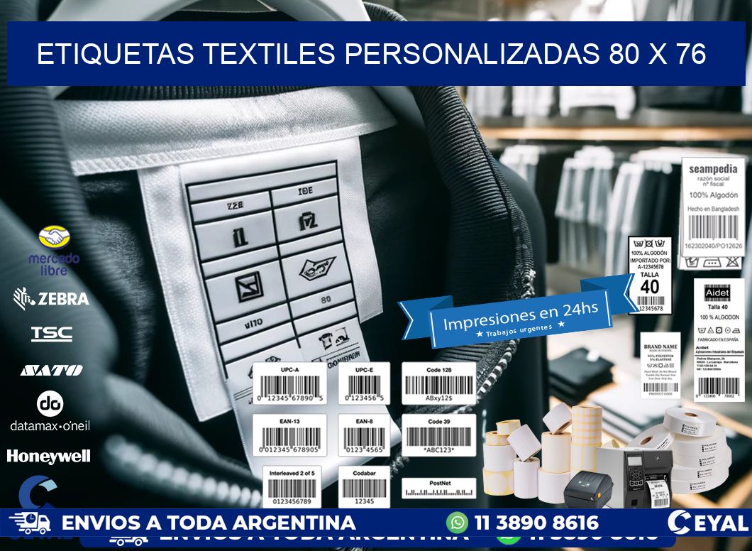 ETIQUETAS TEXTILES PERSONALIZADAS 80 x 76