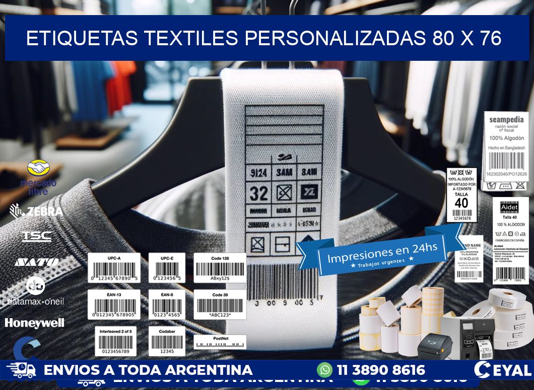ETIQUETAS TEXTILES PERSONALIZADAS 80 x 76