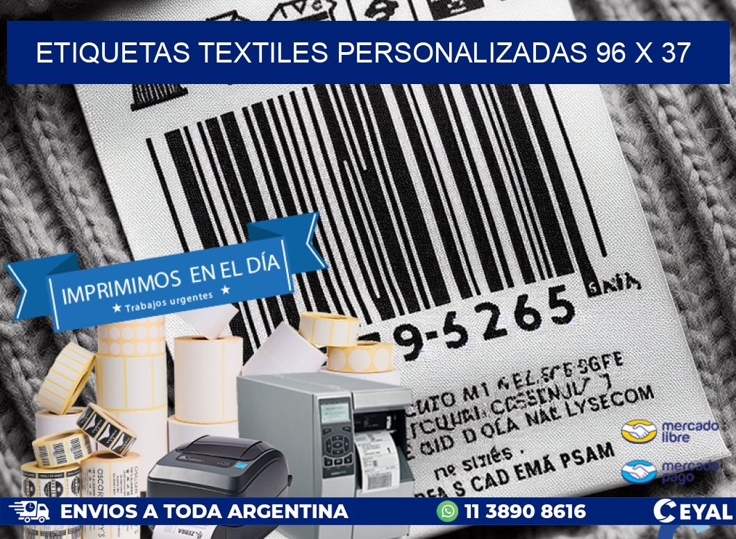 ETIQUETAS TEXTILES PERSONALIZADAS 96 x 37