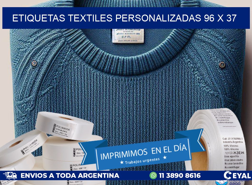 ETIQUETAS TEXTILES PERSONALIZADAS 96 x 37