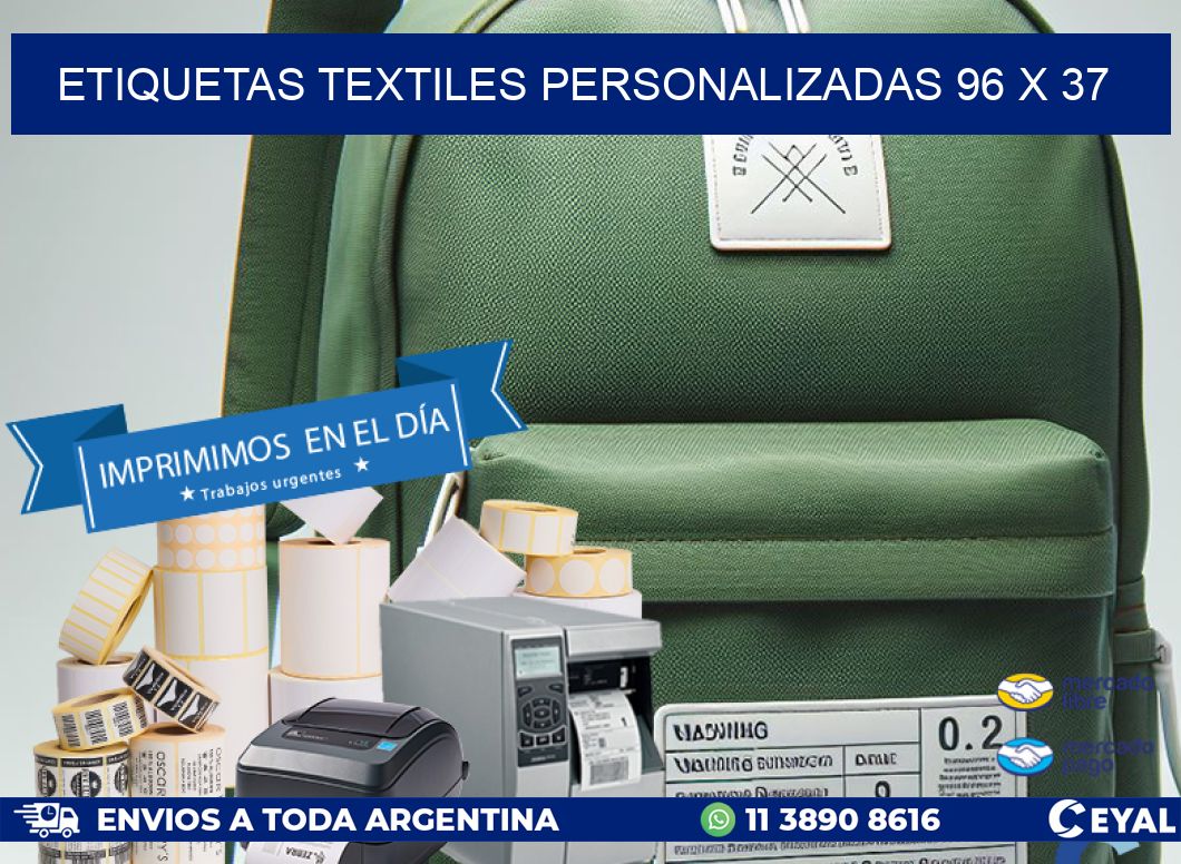 ETIQUETAS TEXTILES PERSONALIZADAS 96 x 37