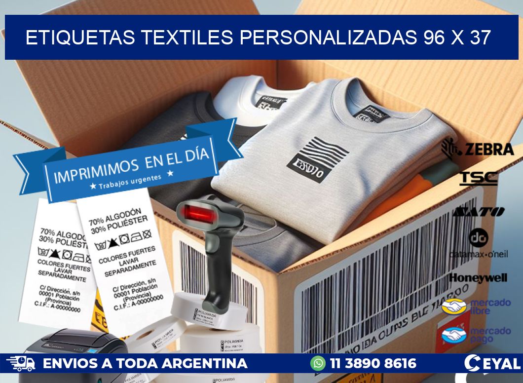 ETIQUETAS TEXTILES PERSONALIZADAS 96 x 37