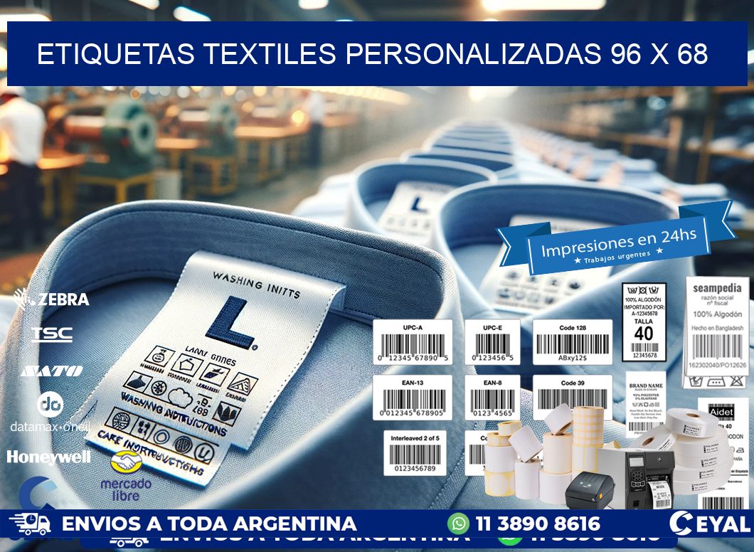 ETIQUETAS TEXTILES PERSONALIZADAS 96 x 68