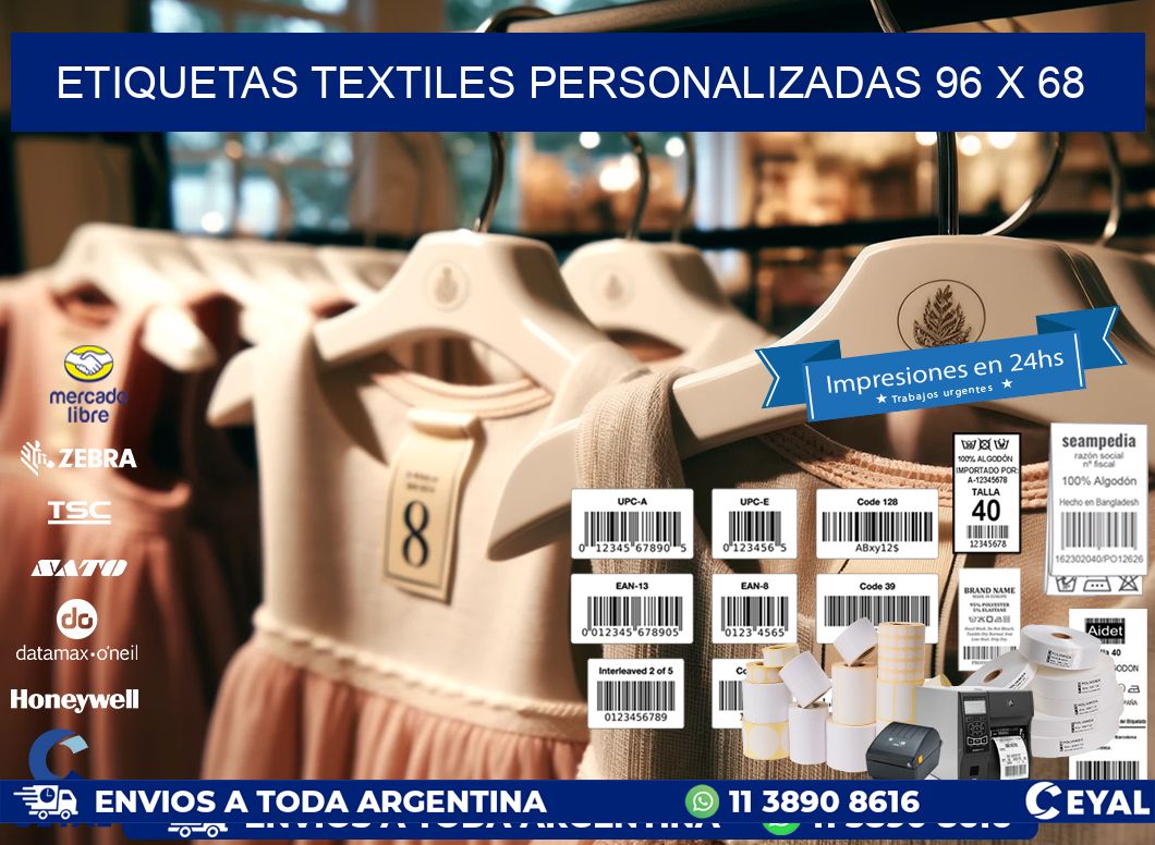 ETIQUETAS TEXTILES PERSONALIZADAS 96 x 68