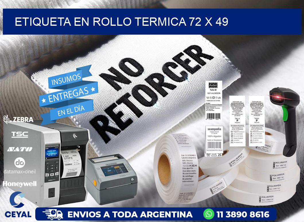 ETIQUETA EN ROLLO TERMICA 72 x 49