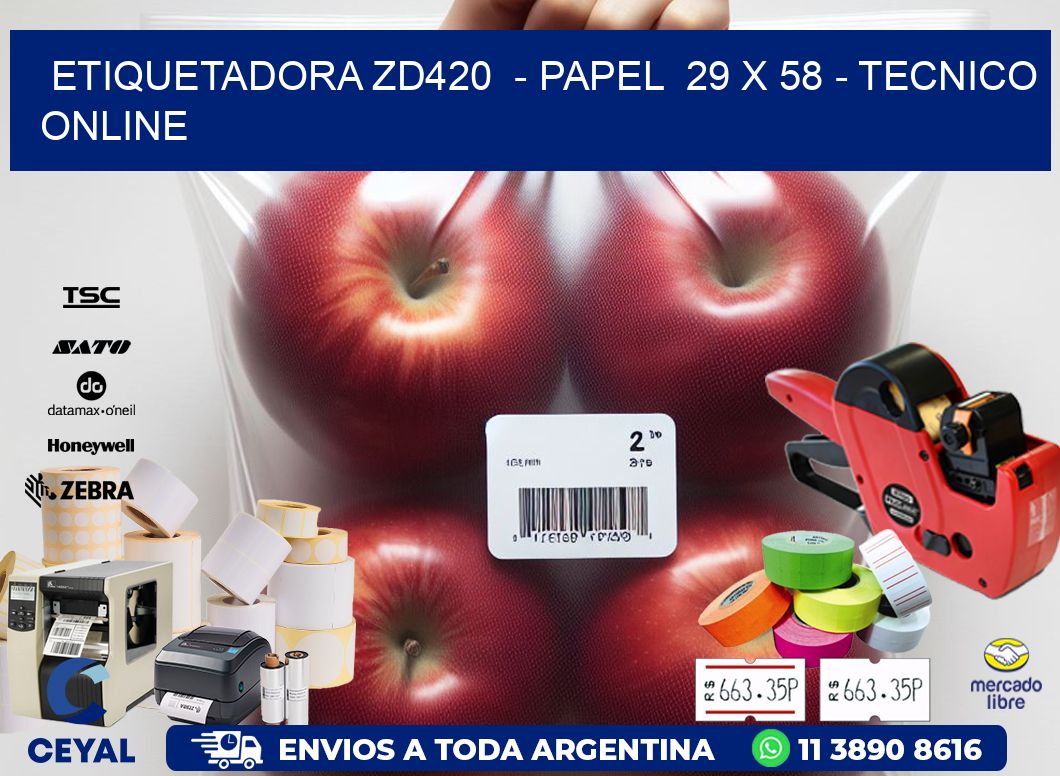 ETIQUETADORA ZD420  - PAPEL  29 x 58 - TECNICO ONLINE