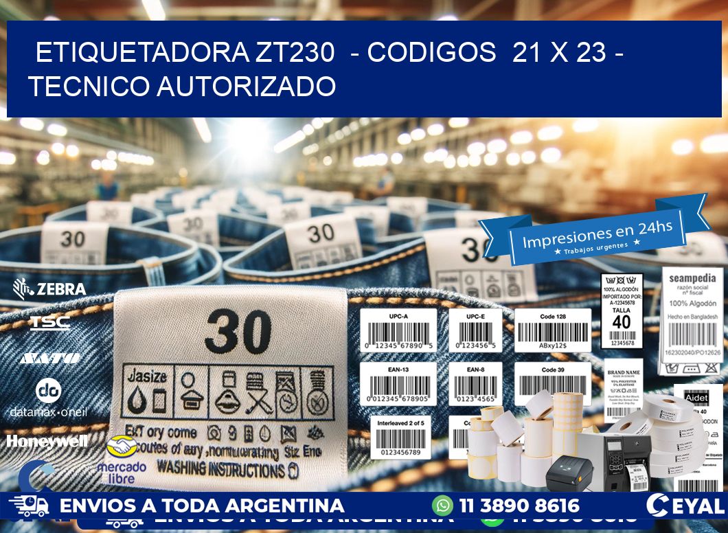 ETIQUETADORA ZT230  - CODIGOS  21 x 23 - TECNICO AUTORIZADO