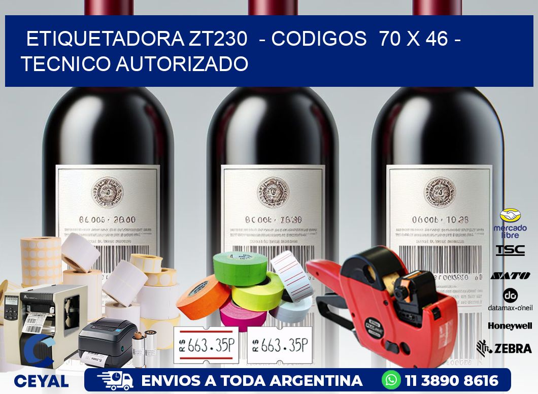 ETIQUETADORA ZT230  - CODIGOS  70 x 46 - TECNICO AUTORIZADO